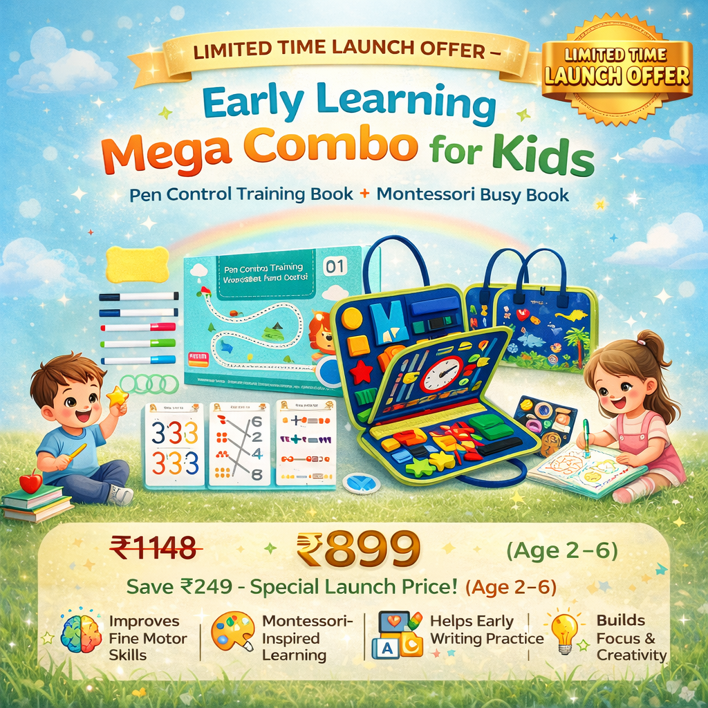 Limited Time Launch Offer – Complete Early Learning Mega Combo for Kids | Reusable Pen Control & Montessori Busy Book Set