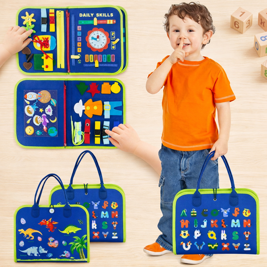 Montessori Busy Book for Toddlers (Blue) – Sensory Activity Quiet Book | Fine Motor Skills Learning Toy | Screen-Free Educational Toy for Kids