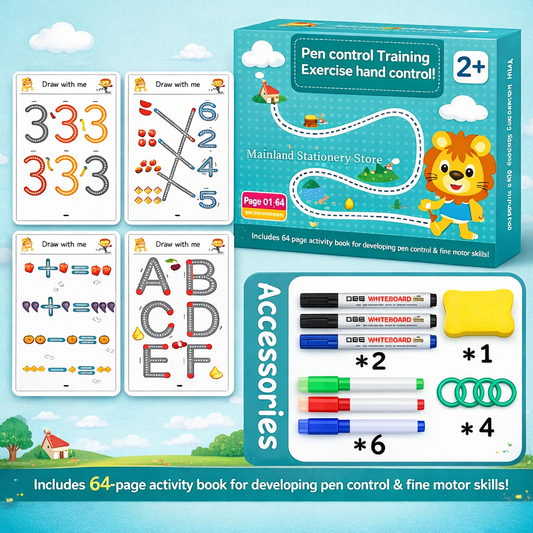 Pen Control Training Book for Kids 2–6 – Reusable Tracing & Handwriting Practice | Fine Motor Skills Preschool Learning Toy